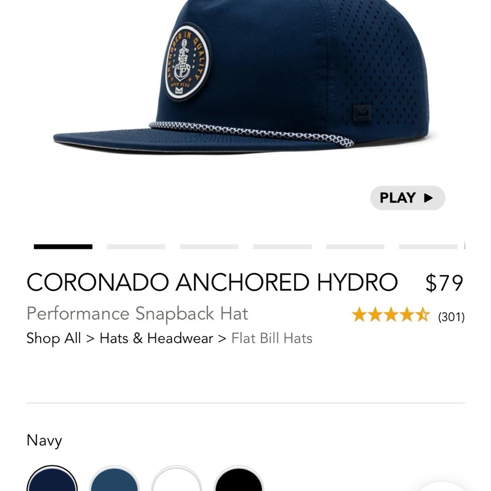Melin Navy Rope-Trim Anchored Crest Cap